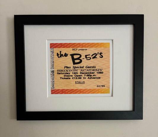 B-52’s  - 1992 Brixton Academy, London framed ticket giclee print