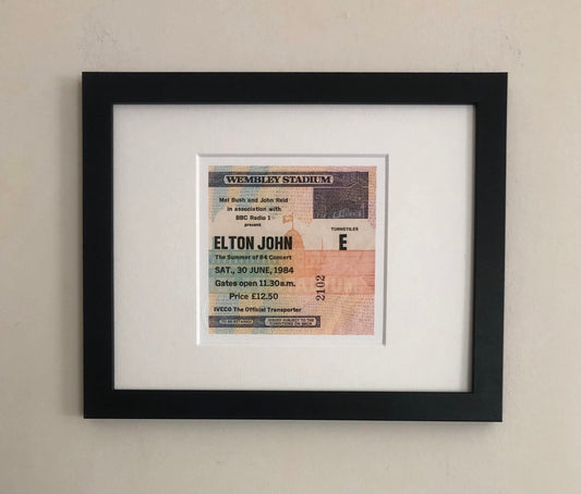 ELTON JOHN - 1984 Wembley Stadium , London framed ticket giclee print