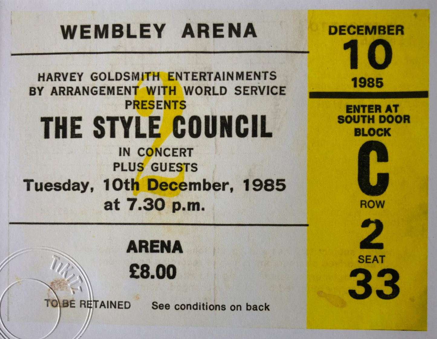 THE STYLE COUNCIL- 1985 Wembley Arena , London framed ticket giclee print