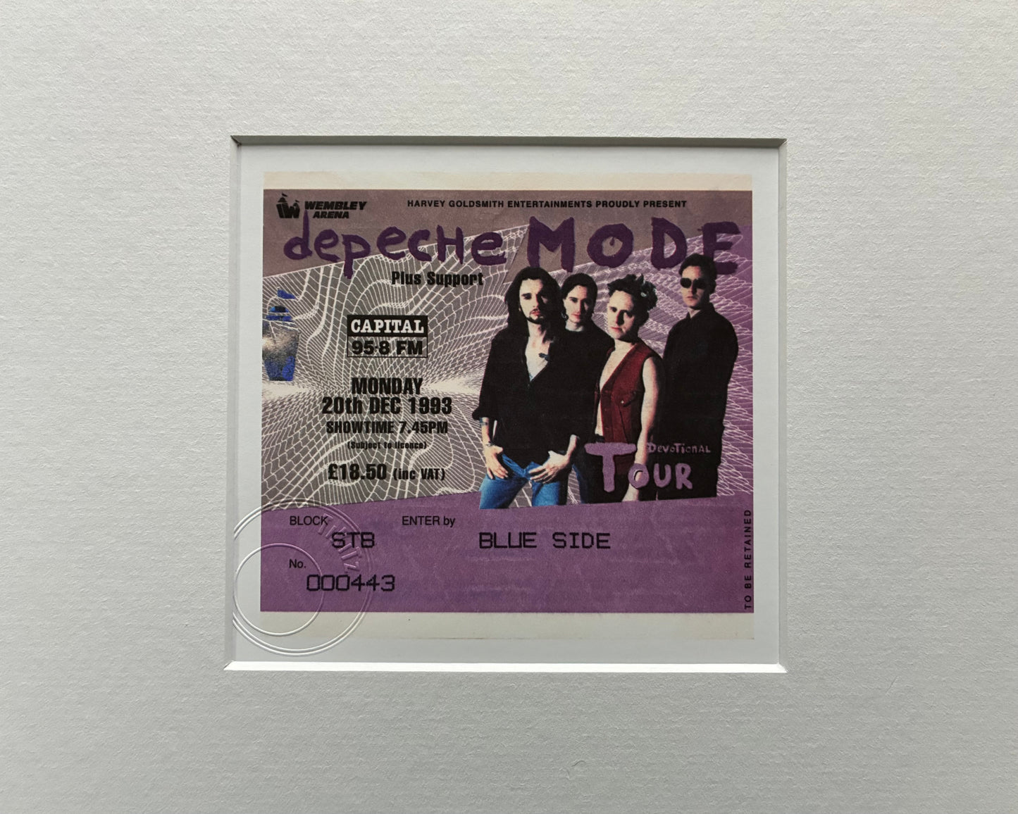 DEPECHE MODE  - 1993 Wembley Arena framed ticket giclee print