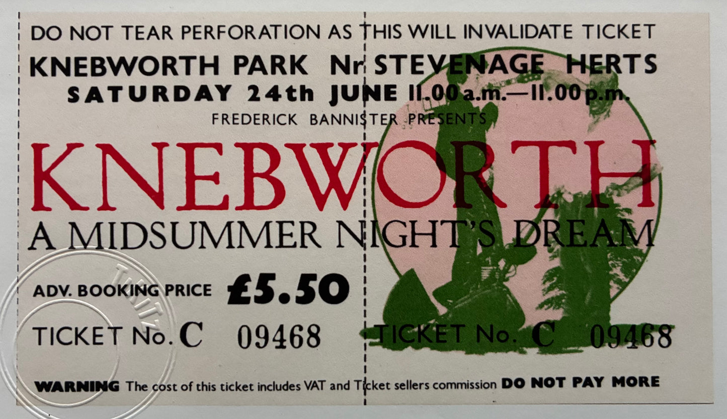GENESIS / TOM PETTY / DEVO - 24/6/1978 Knebworth Park framed ticket giclee reprint