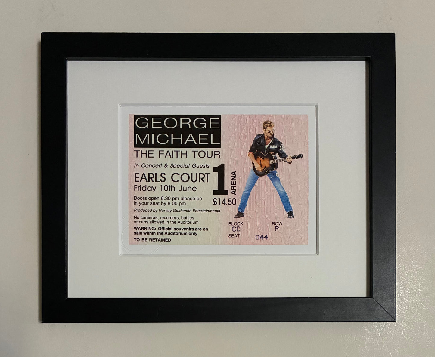 GEORGE MICHAEL- 1989 Earls Court , London framed ticket giclee print
