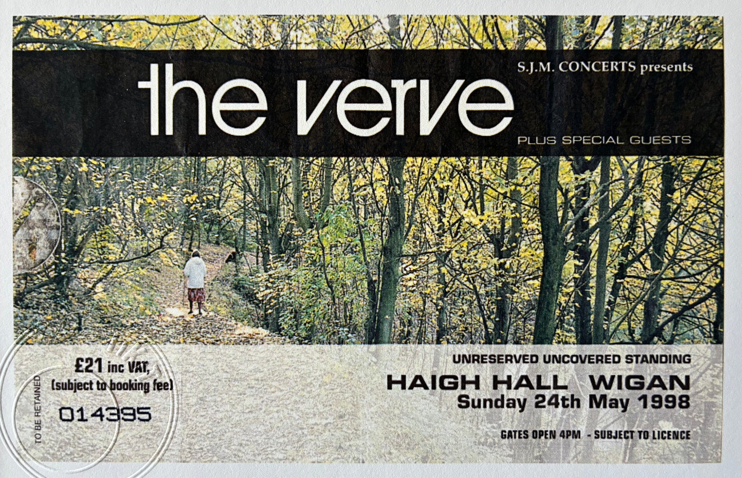 THE VERVE - 1998 Haigh Hall, Wigan framed ticket giclee print