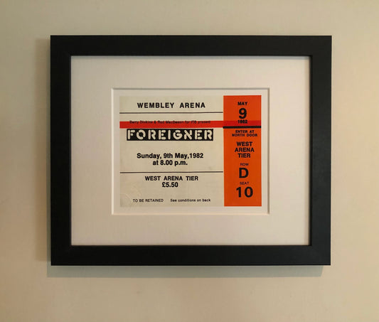 FOREIGNER- 1982 Wembley Arena , London framed ticket giclee print