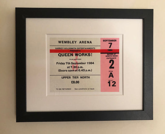 QUEEN  - 1984 “ Queen Works” Wembley Arena , London framed ticket giclee print