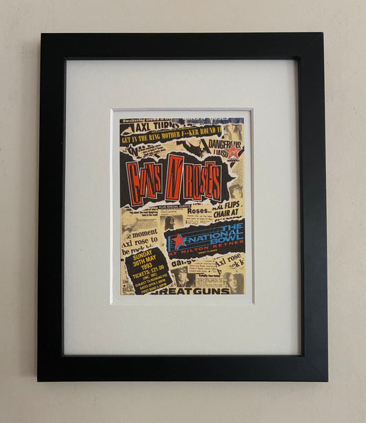 GUNS N ROSES- 1993 The National Bowl, Milton Keynes framed ticket giclee print
