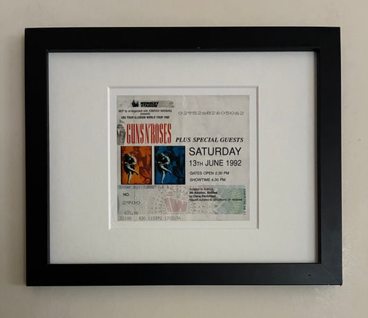 GUNS N ROSES- 1992 Wembley Stadium framed ticket giclee print