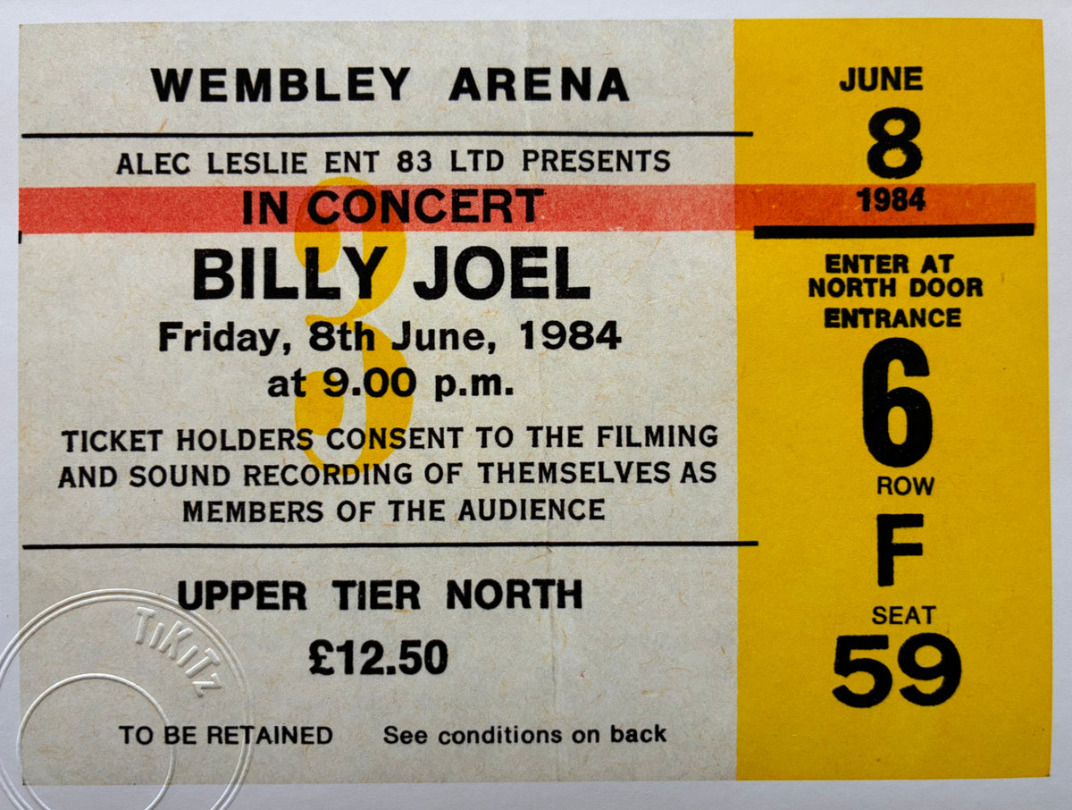 BILLY JOEL - 1984 Wembley Arena , London framed ticket giclee print