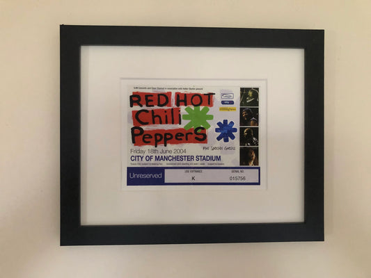 RED HOT CHILI PEPPERS - 2004 City of Manchester Stadium framed ticket giclee print