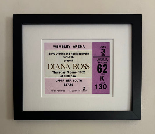 DIANA ROSS - 1982 Wembley Arena , London framed ticket giclee print