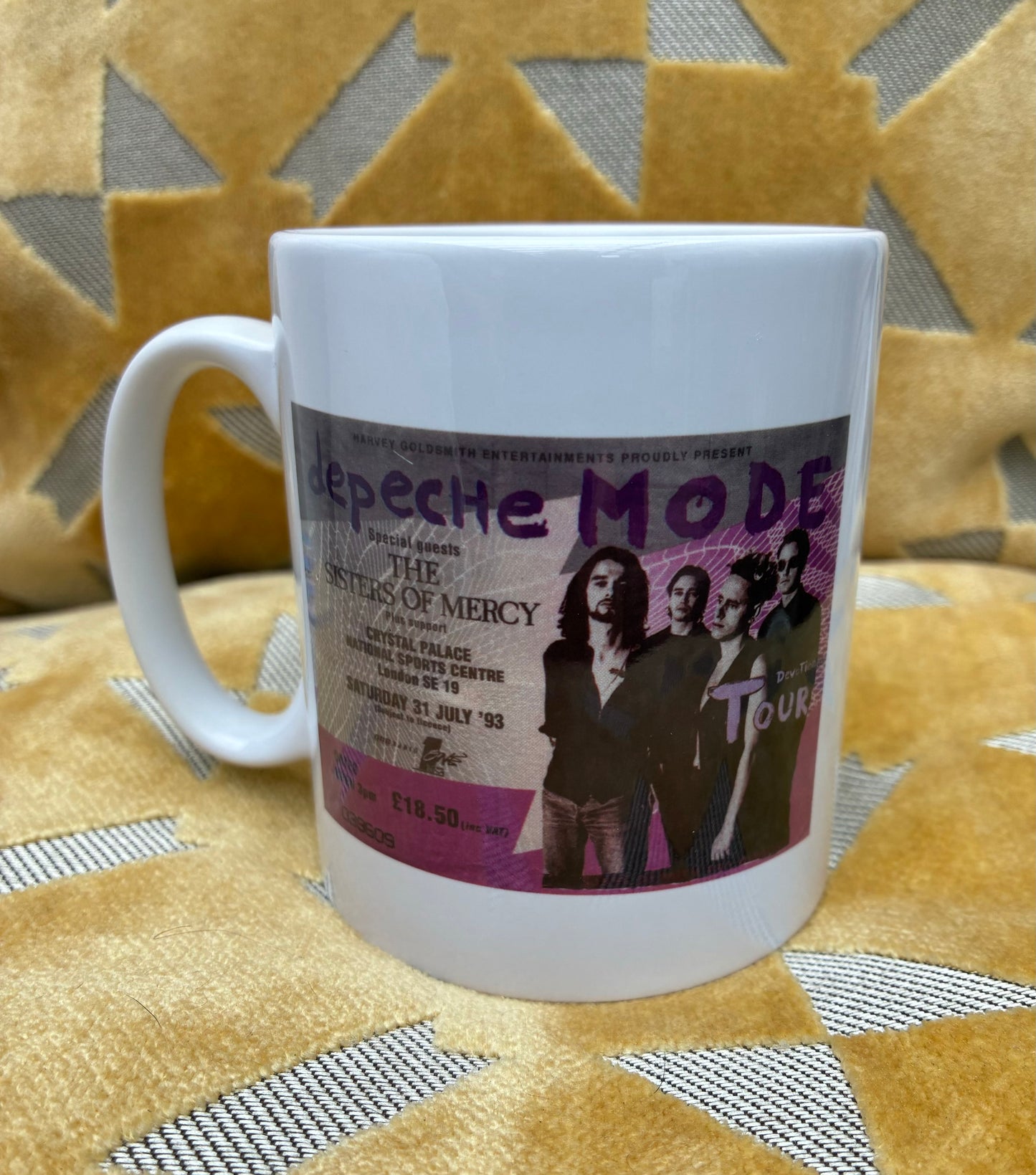 DEPECHE MODE - 11oz ceramic mug featuring the 31/7/1993 Crystal Palace concert ticket on both sides