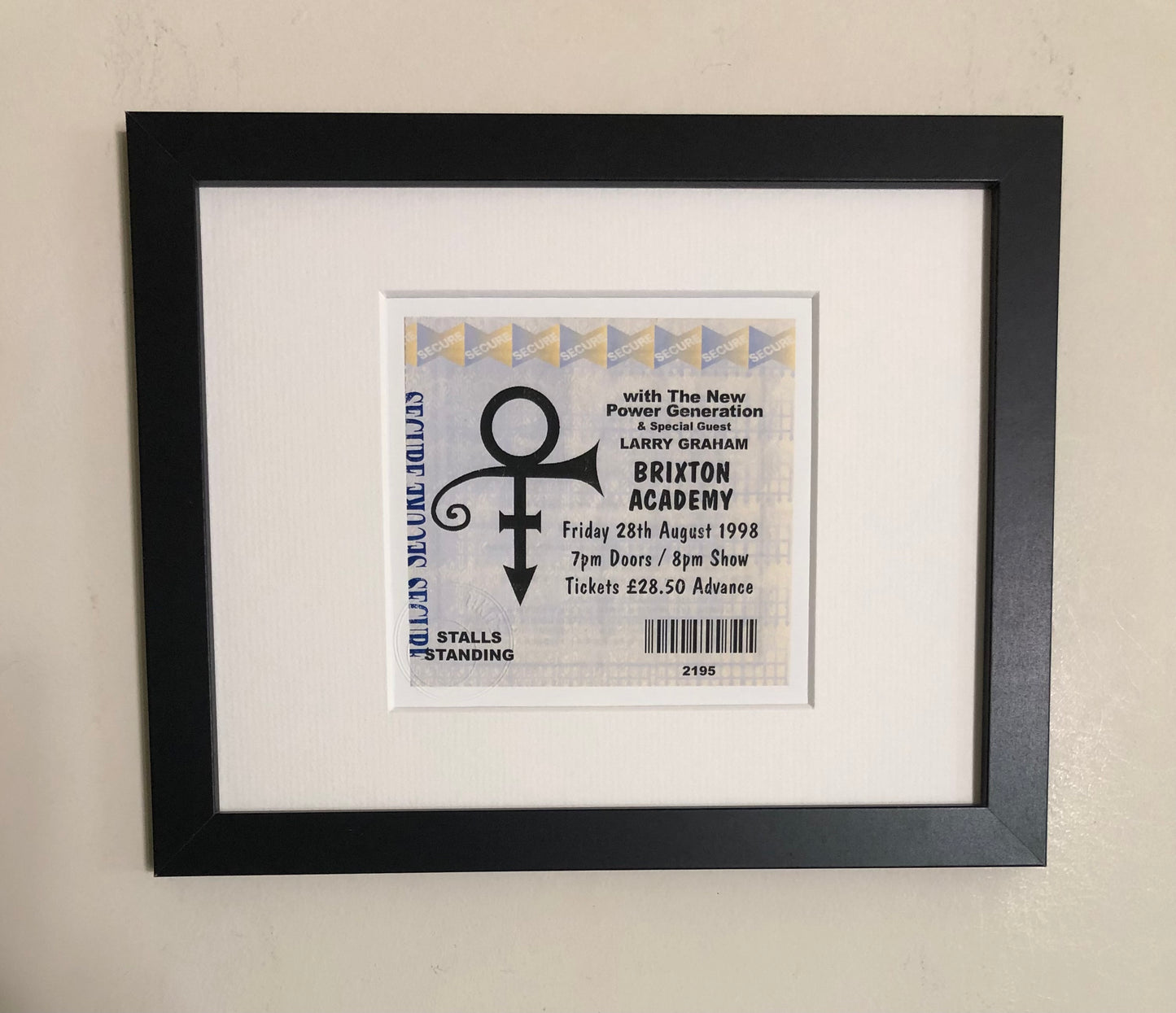 PRINCE - 1998 Brixton Academy, London framed ticket giclee print