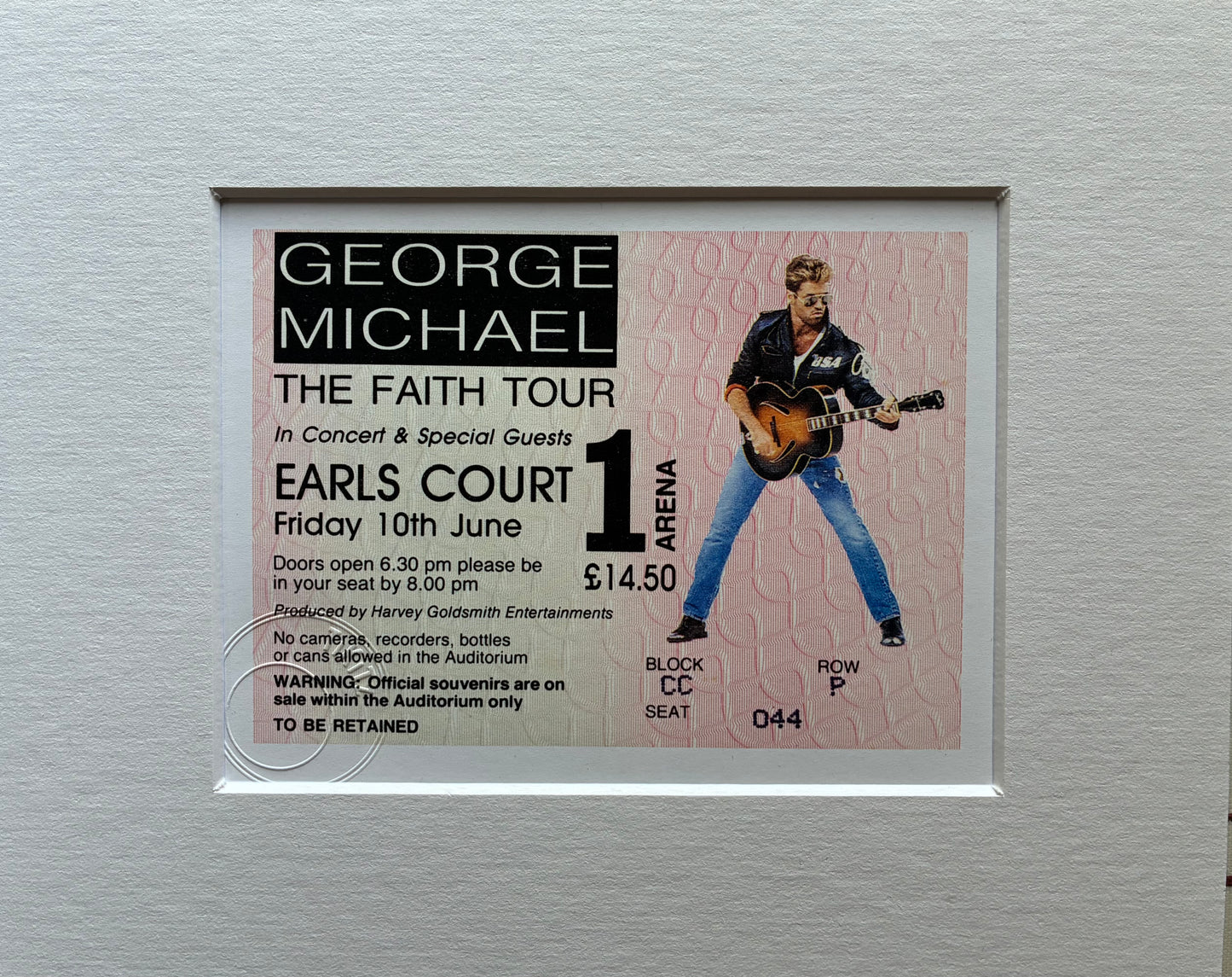 GEORGE MICHAEL- 1989 Earls Court , London framed ticket giclee print