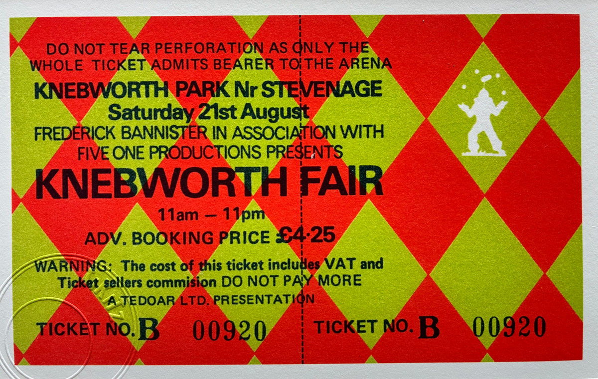 ROLLING STONES, LYNYRD  SKYNYRD , 10cc , HOT TUNA 1976 Knebworth Park framed ticket giclee reprint