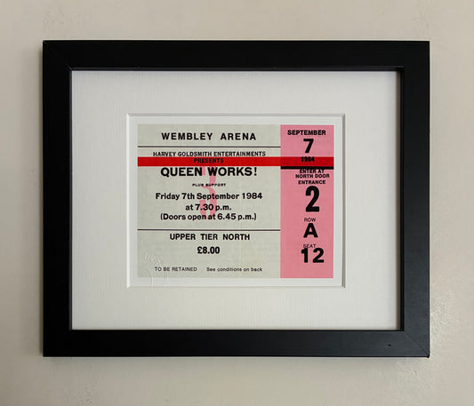 QUEEN  - 1984 “ Queen Works” Wembley Arena , London framed ticket giclee print