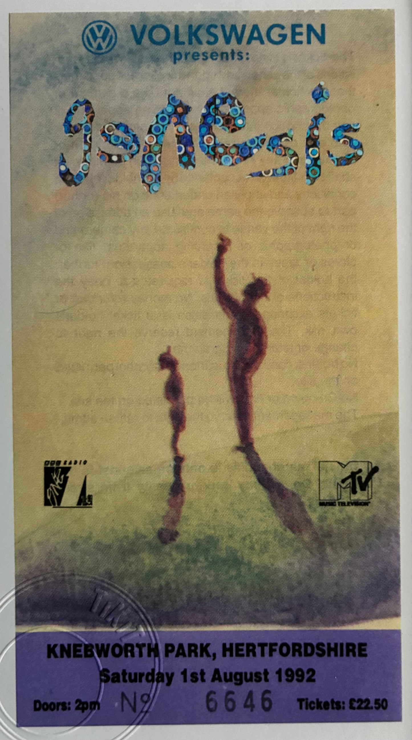 GENESIS - 1/6/1992 Knebworth Park framed ticket giclee print