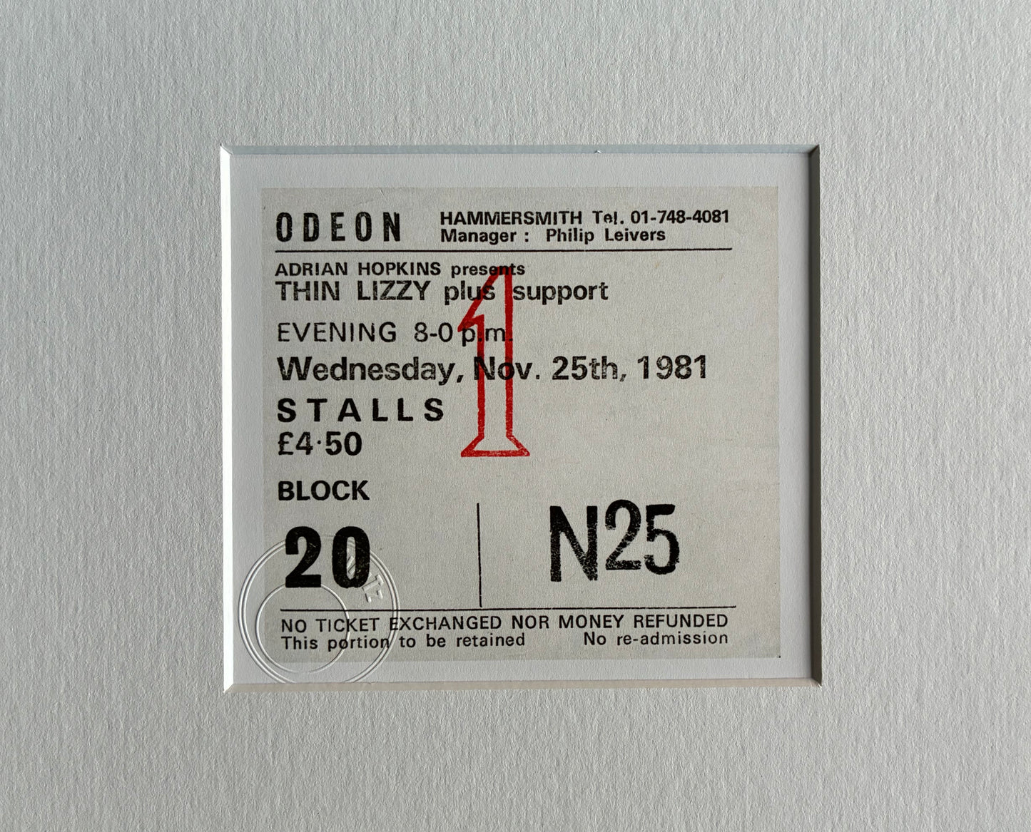 THIN LIZZY - 1981 Hammersmith Odeon , London framed ticket giclee print