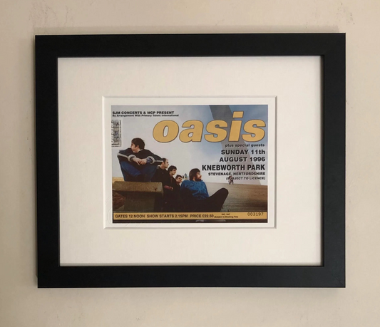 OASIS -11/6/1996 Knebworth Park framed ticket giclee print