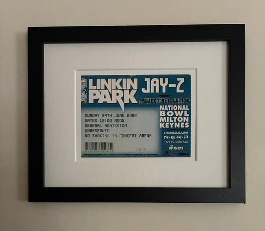 LINKIN PARK / JAY-Z -2008 National Bowl , Milton Keynes framed ticket giclee print