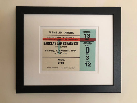BARCLAY JAMES HARVEST - 1984 Wembley Arena , London framed ticket giclee print