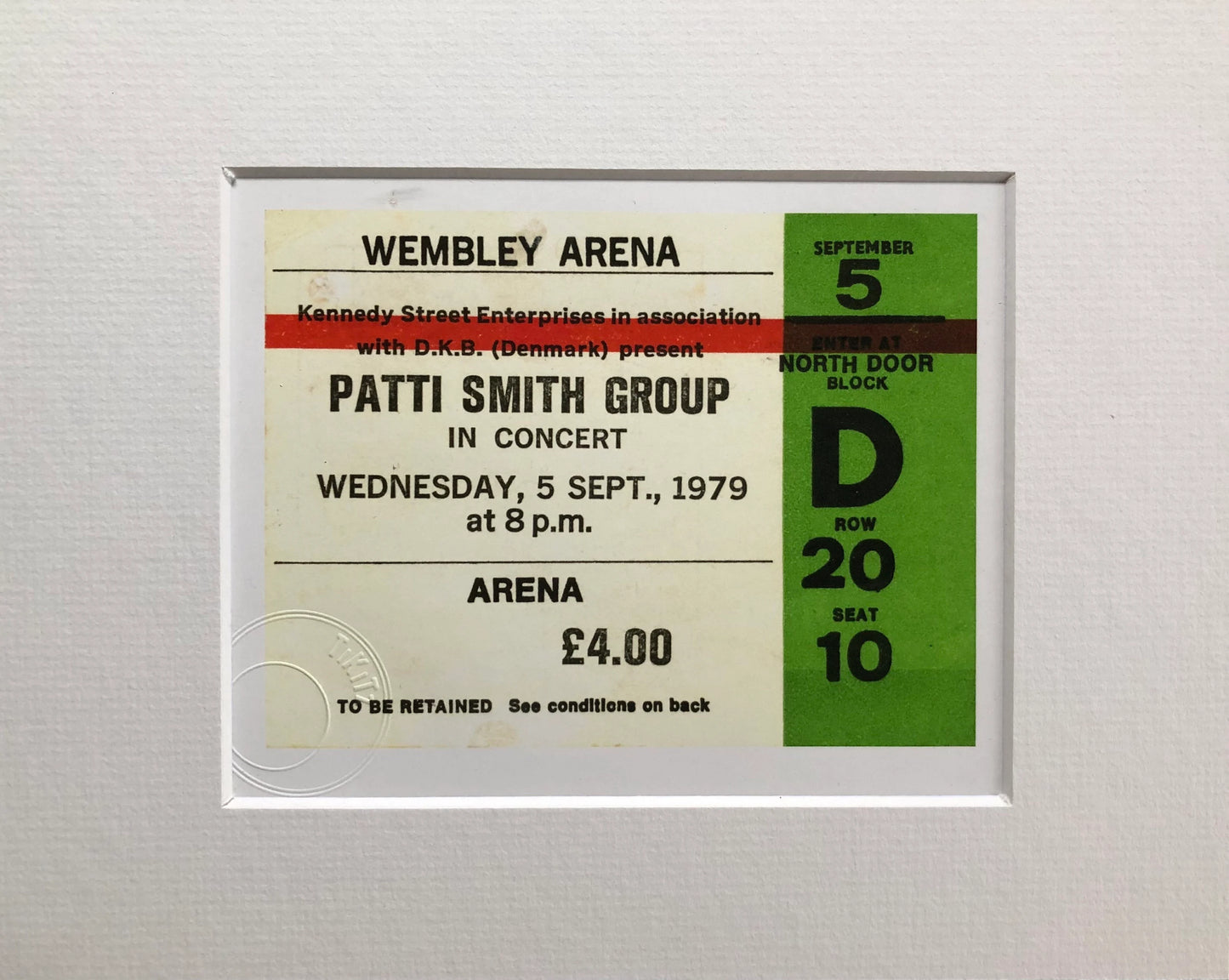 PATTI SMITH GROUP - 1979 Wembley Arena , London framed ticket giclee print