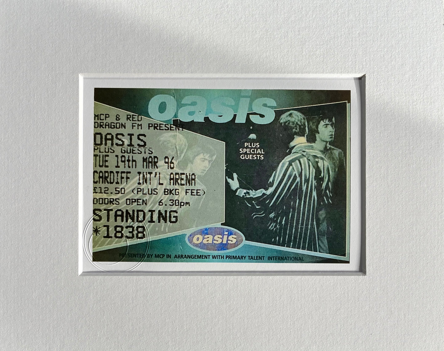 OASIS - 19/3/1996 Cardiff International Arena framed ticket giclee print