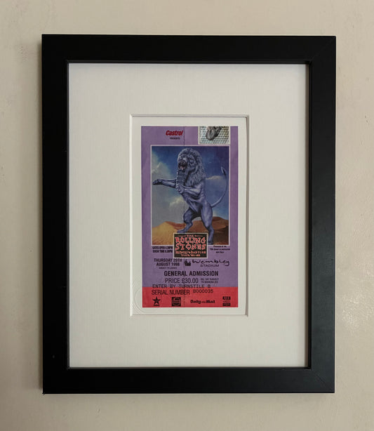 ROLLING STONES - 1998 A Wembley Stadium , London  framed ticket giclee print