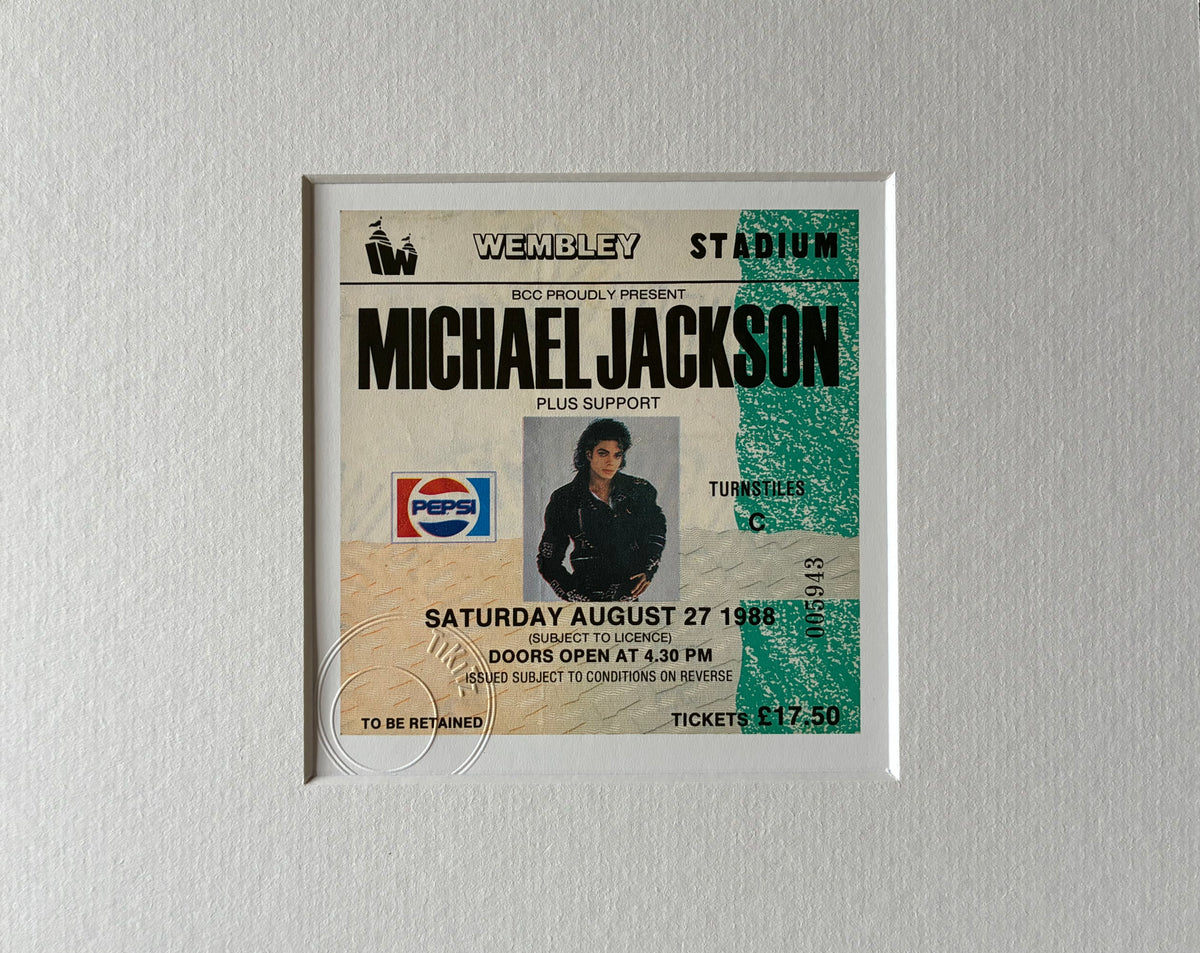 MICHAEL JACKSON- 1988“ The Bad tour “Wembley Stadium , London framed ticket giclee print