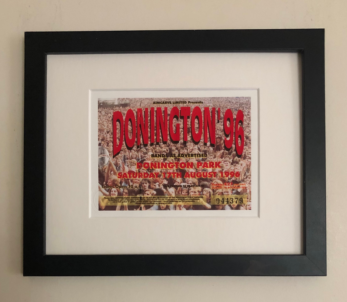 DONINGTON ‘96 ( Ozzy Osbourne/ Kiss )- 17/8/1996 Monsters of Rock at Donington Park framed ticket giclee print