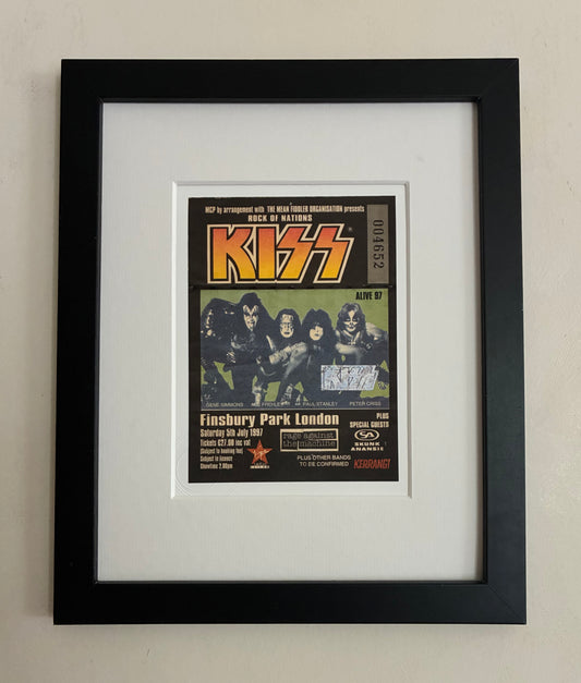 KISS - 1997 Finsbury Park, London framed ticket giclee print