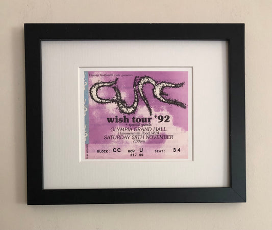 THE CURE - 1992 (Purple) Olympia Grand Hall, London framed ticket giclee print