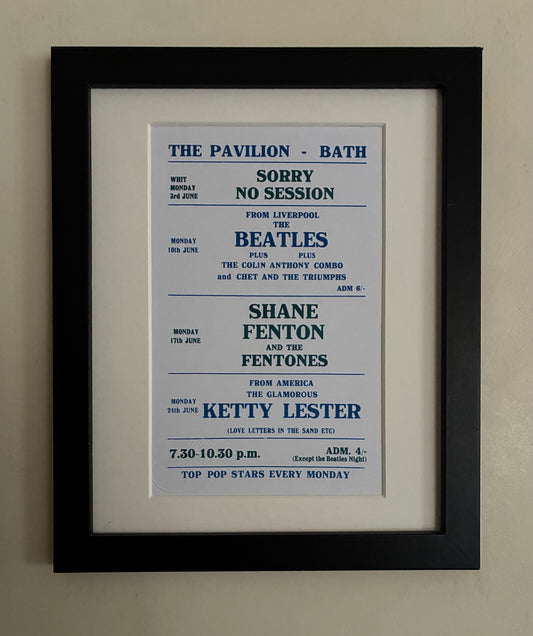THE BEATLES - 10/6/1963 - The Pavilion, Bath, hand flyer reprint