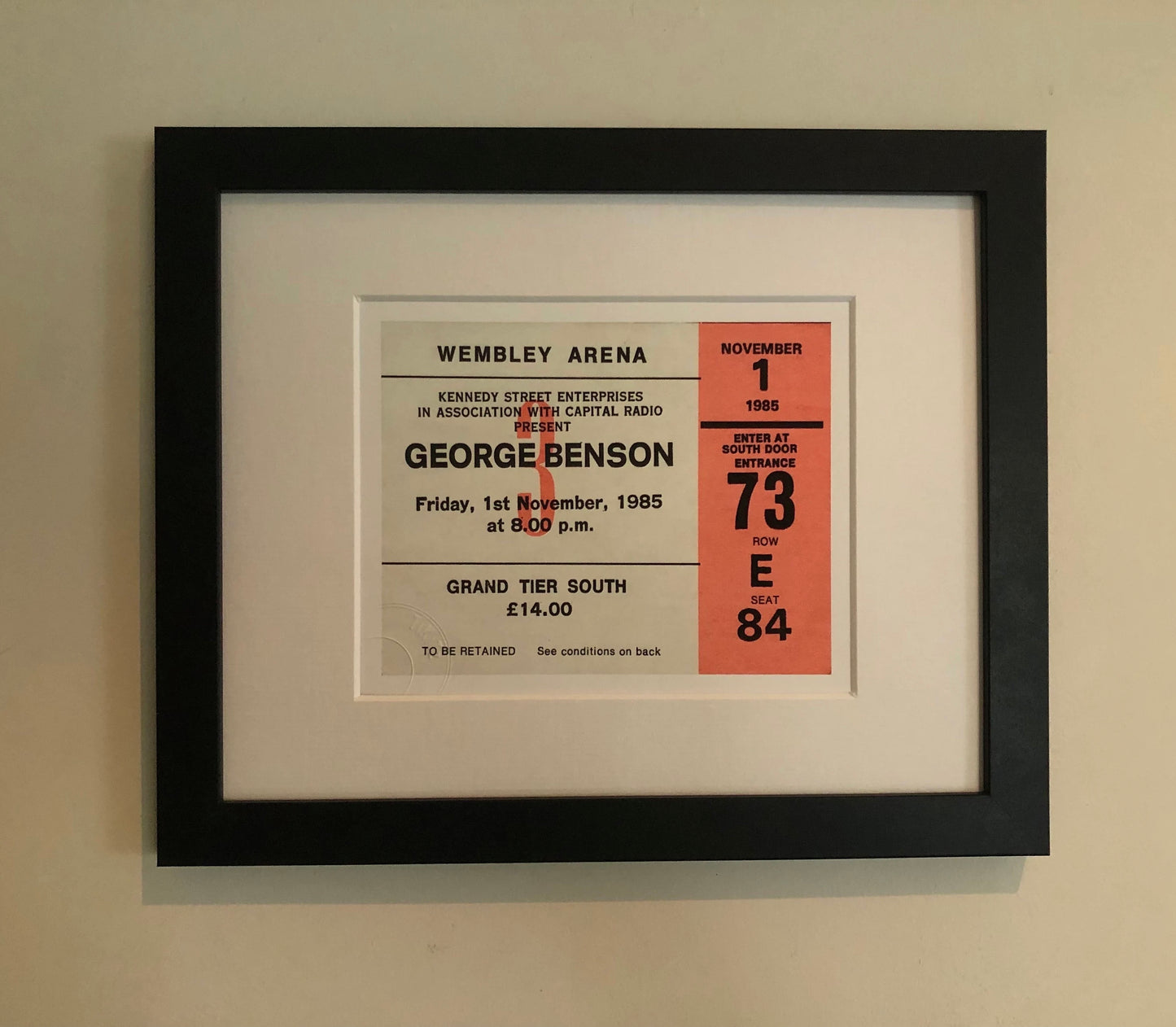 GEORGE BENSON - 1985 Wembley Arena , London framed ticket giclee print