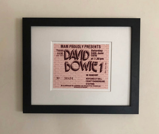 DAVID BOWIE - 1978 New Bingley Hall, Stafford framed ticket giclee print