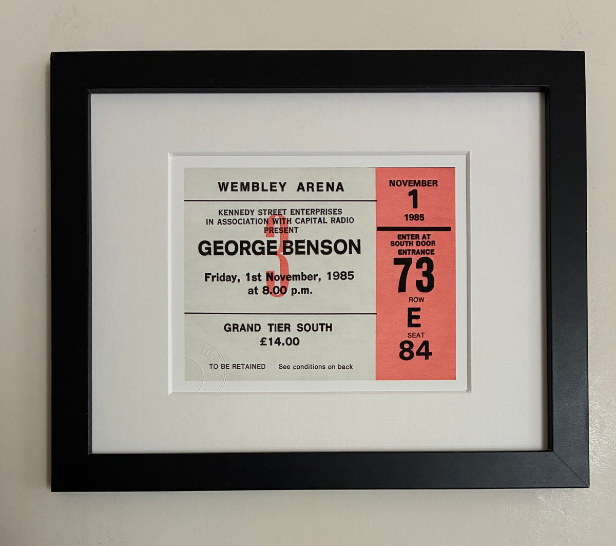 GEORGE BENSON - 1985 Wembley Arena , London framed ticket giclee print