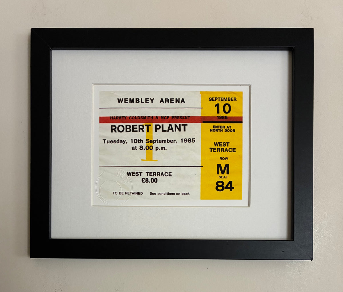 ROBERT PLANT - 1985 Wembley Arena , London framed ticket giclee print