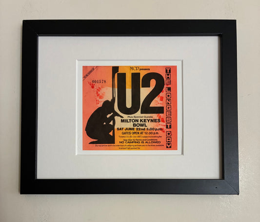 U2- 1985 “ The Longest Day “  Milton Keynes Bowl framed ticket giclee print