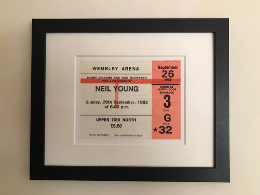 NEIL YOUNG - 1982 Wembley Arena , London framed ticket giclee print