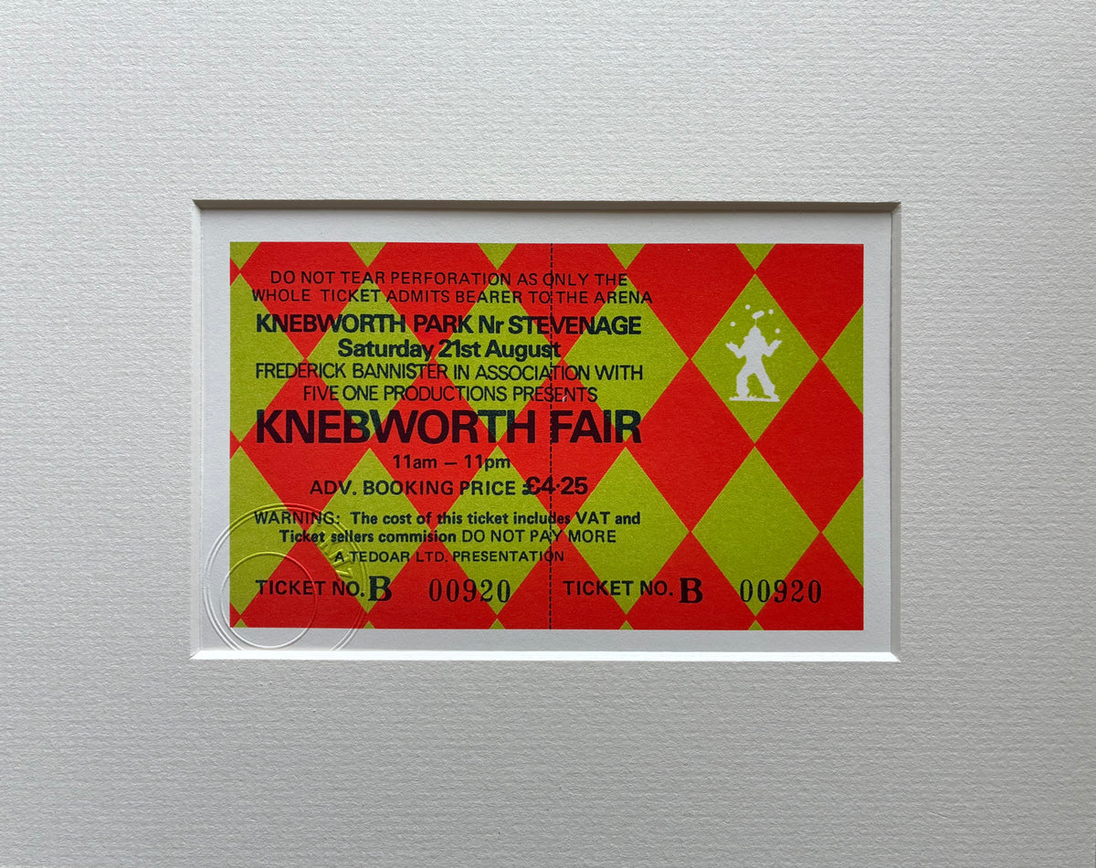 ROLLING STONES, LYNYRD  SKYNYRD , 10cc , HOT TUNA 1976 Knebworth Park framed ticket giclee reprint