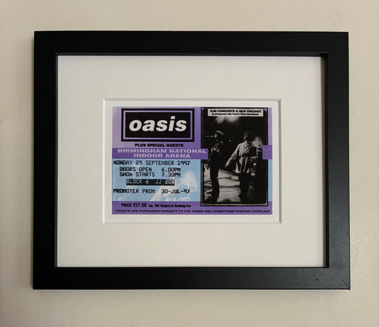 OASIS - 29/9/ 1997 Birmingham National indoor Arena framed ticket giclee print