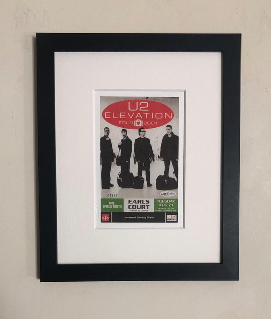 U2  - 2001 “ Elevation tour “ Earls Court , London framed ticket giclee print