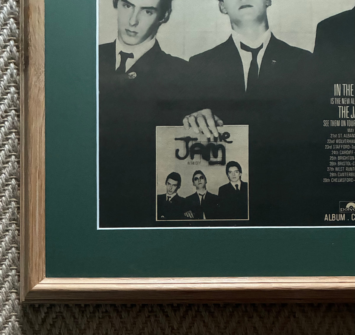 THE JAM - Original 14/5/1977 “ In the City “ advert and tour dates . Framed