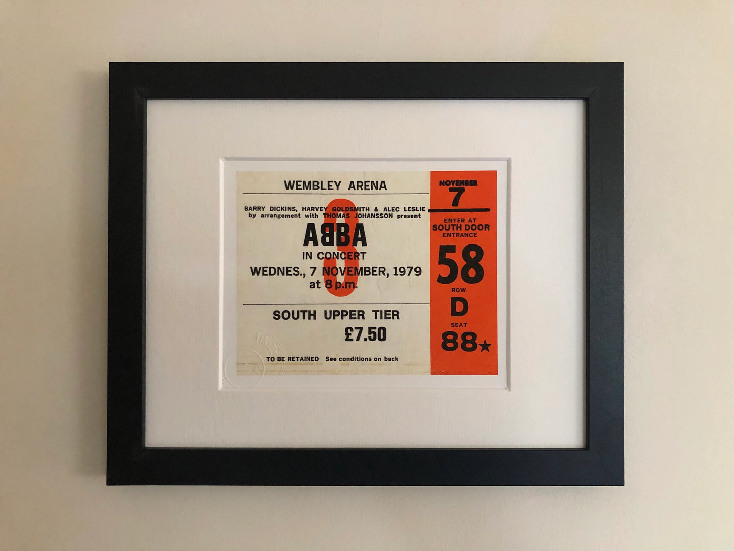 ABBA - 1979 Wembley Arena , London framed ticket giclee print
