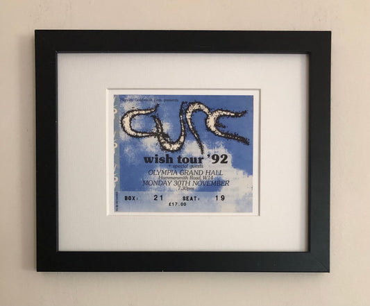 THE CURE - 1992 (Blue) Olympia Grand Hall, London framed ticket giclee print