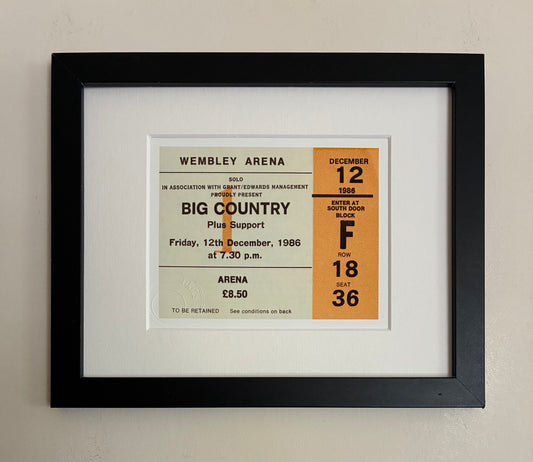 BIG COUNTRY- 1986 Wembley Arena , London framed ticket giclee print