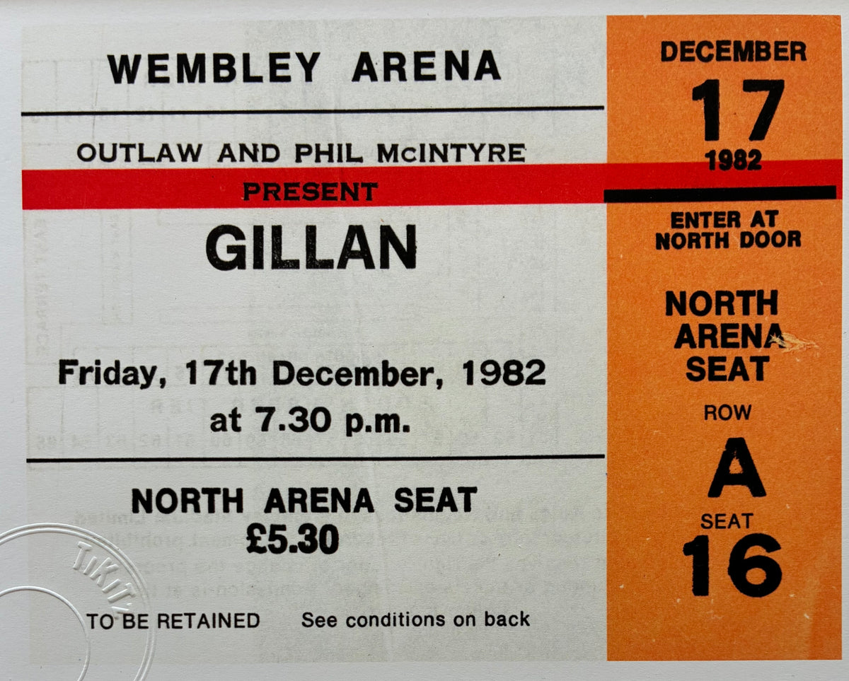GILLAN - 1982 Wembley Arena , London framed ticket giclee print