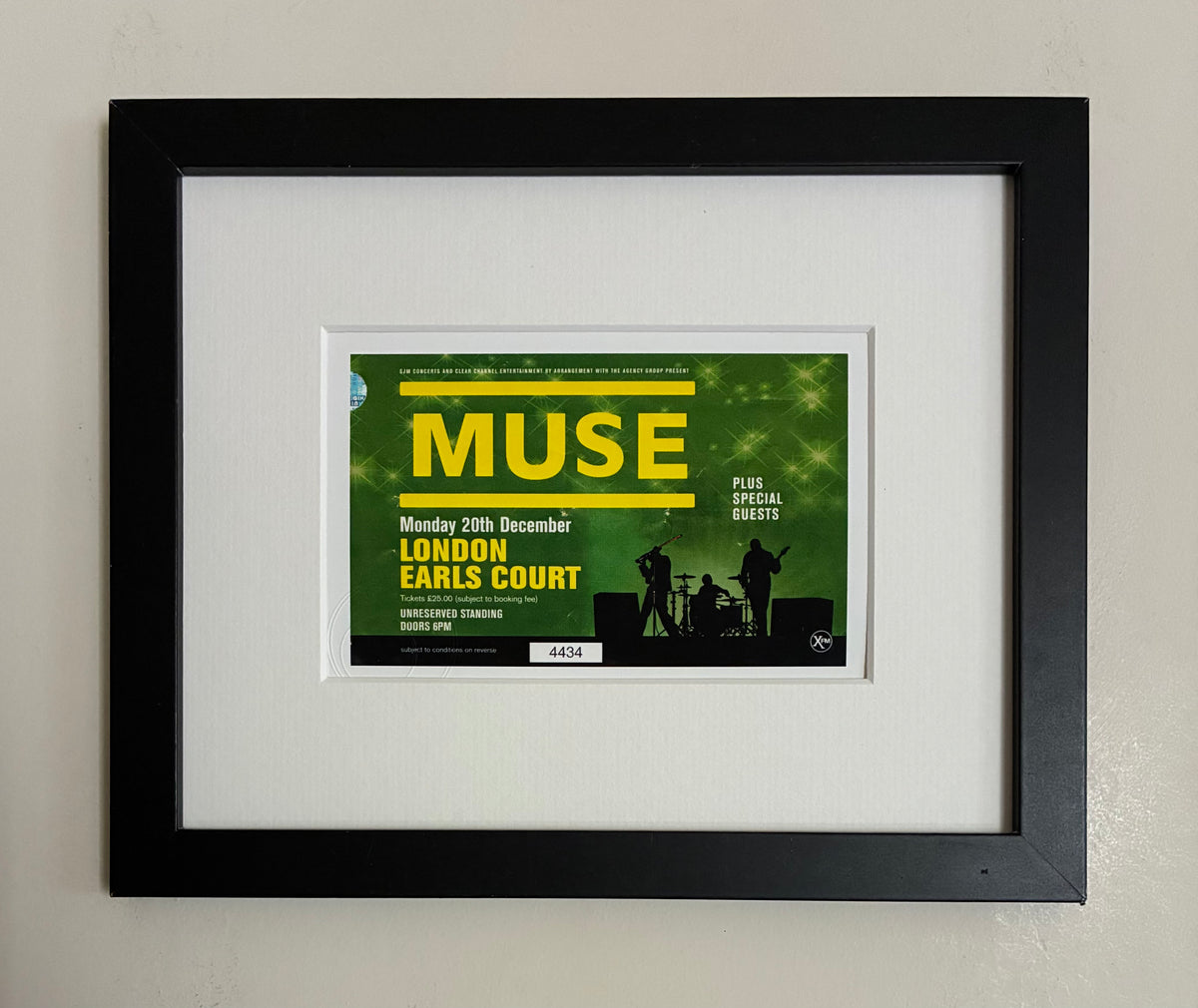 MUSE - 2004 Earls Court, London framed ticket giclee print