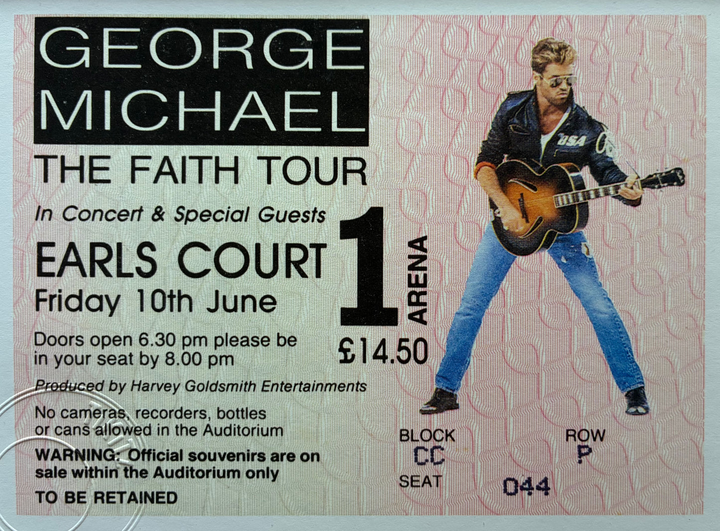 GEORGE MICHAEL- 1989 Earls Court , London framed ticket giclee print