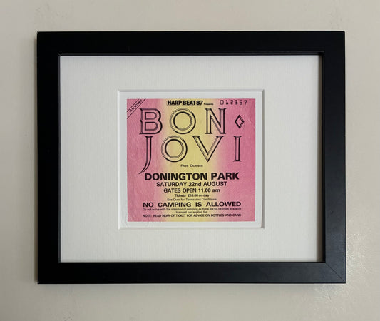 BON JOVI  - 22/8/1987 Monsters of Rock at Donington Park framed ticket giclee print ( staff /Production ticket )