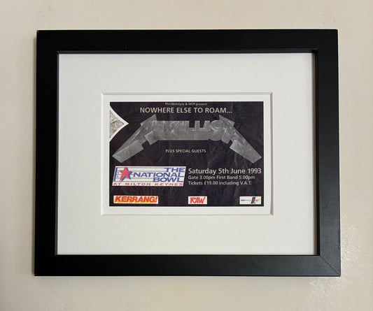 METALLICA - 1993 National Bowl, Milton Keynes framed ticket giclee print